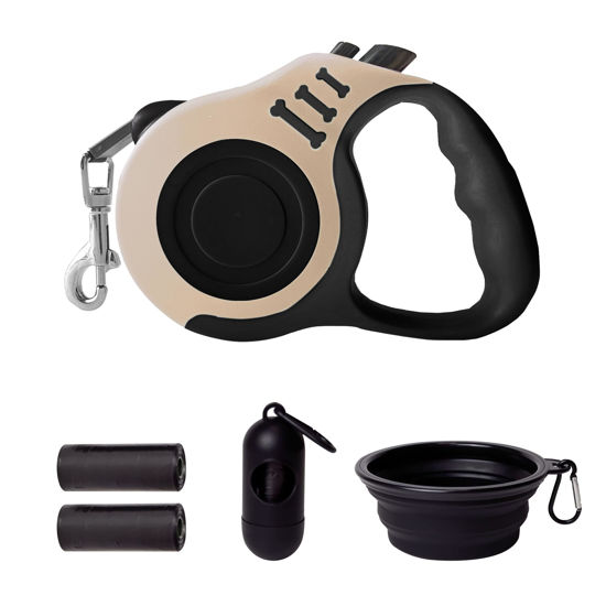 Picture of LIEVUIKEN Retractable Dog Leash Automatic Telescopic Tractor Dog Tape, Pet Tape 10/16 FT Durable and Convenient, with Folding Bowl, Dispenser, Rubbish Bags, Suitable for Small and Medium Dogs