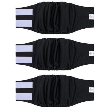 Picture of CuteBone Dog Diapers Male Washable Belly Band for Male Dogs Wraps Black 3pcs a Pack DM44M