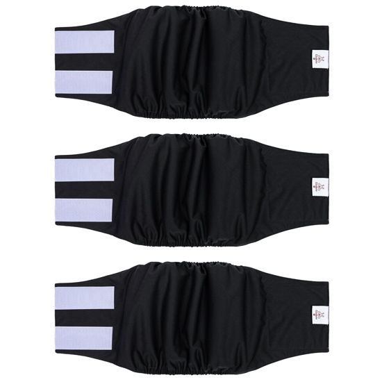 Picture of CuteBone Dog Diapers Male Washable Belly Band for Male Dogs Wraps Black 3pcs a Pack DM44M