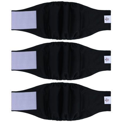 Picture of CuteBone Dog Diapers Male Washable Belly Band for Male Dogs Wraps Black 3pcs a Pack DM44S