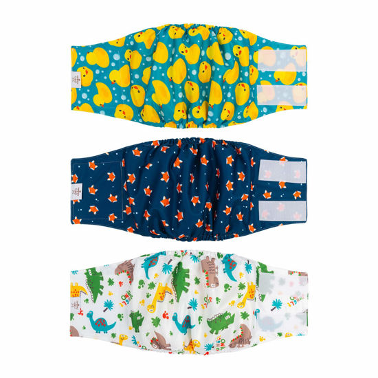 Picture of CuteBone Belly Wrap Male Dog Washable Puppy Diapers Reusable Doggie Diapers Large 3pcs a Pack DM02L