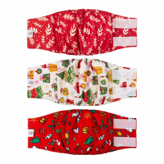 Picture of CuteBone Christmas Male Dog Diaper Large Reusable for Poop and Pee DM17L