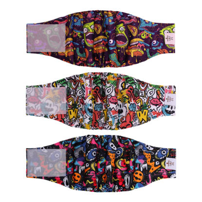 Picture of CuteBone Dog Diapers Male Washable Belly Band for Male Dogs Wraps Black 3pcs a Pack DM55XS
