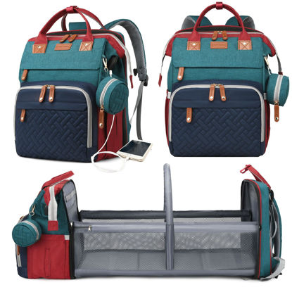 Picture of Astro alan Baby Diaper Bags with Changing Station, Waterproof Diaper Bag Backpack for Moms Dads with USB Charging Port, Baby Shower Gifts, Large Capacity diaper backpack, Red-Green-Blue
