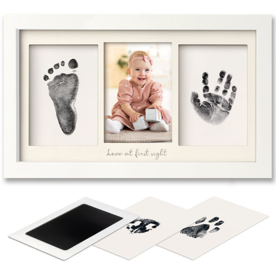 Picture of Inkless Baby Hand And Footprint Kit - Ink Pad for Baby Hand and Footprints,Dog Paw Print Kit,Dog Nose Print Kit,Clean Touch Newborn Print Kit,Baby Registry,Baby Shower Gifts,Girls,Boys (Alpine White)