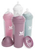 Picture of Herobility Double Anti-Colic Baby Bottles - 12 fl oz/340ml - 4-Pack - BPA-Free - Multicolor - White, Gray, Pink, Hawthorn Rose