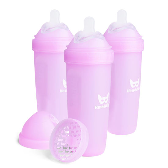 Picture of Herobility Double Anti-Colic Baby Bottles - 12 fl oz/340ml - 3-Pack - Purple