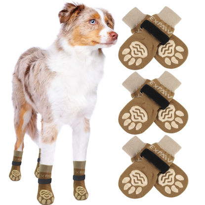Picture of EXPAWLORER Double Side Anti-Slip Dog Socks with Adjustable Straps - 3 Pairs Soft and Breathable Puppy Non-Slip Paw Protection, Better Traction Control for Indoor on Wooden Floor Wear