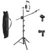 Picture of Kereal Microphone Stand Floor Boom Mic Stand with 360° Ball Head Tablet Holder, Two Mic Clips for Singing, Portable Mic stands Adjust Hight From 17” to 83” for Studio, Stage, Karaoke, DJ, Kids