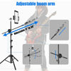 Picture of Kereal Microphone Stand Floor Boom Mic Stand with 360° Ball Head Tablet Holder, Two Mic Clips for Singing, Portable Mic stands Adjust Hight From 17” to 83” for Studio, Stage, Karaoke, DJ, Kids