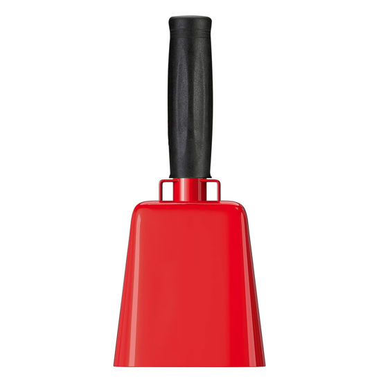 Picture of 8’’ Steel Cow Bell with Handle, Noise Maker Cowbell, Cheering Loud Hand Call Bell for Sport Events Football Soccer Hockey Baseball Basketball Games Party Concert Graduations School Wedding Farm Ranch