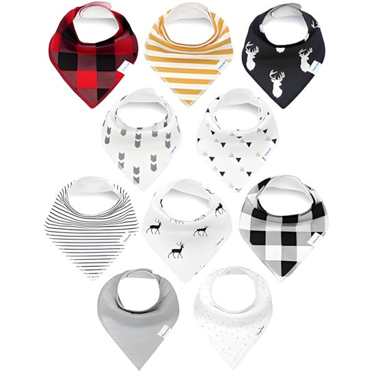 Picture of KiddyStar Baby Bibs for Boys & Girls - Organic Cotton Bibs, Bandana Bibs, Drool Bibs, Teething Bibs, Toddler Bibs - Gift
