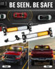 Picture of HLauto 1002L Emergency Strobe Traffic Advisor Light Bar: 40 LED Dash Safety Warning Flashing Light, Front/Rear Windshield Visor Light for Construction Vehicle, Tow/Plow Truck (2x10.7inch, Amber White)