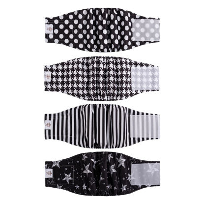 Picture of CuteBone Dog Diapers Male Small 4 Pack Classic Black Puppy Diapers FGG01S