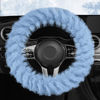 Picture of HighnessHwoo Fuzzy Winter Steering Wheel Cover for Women, Warm Cute Fluffy Car Wheel Cover for Sedan, SUV, Soft Furry Girly Auto Accessories, Blue, Standard Size[14" 1/2-15"](37-38cm)