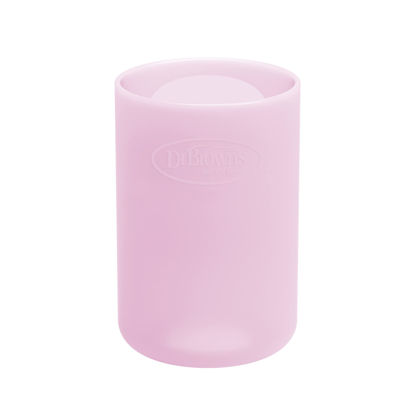 Picture of Dr. Brown's Natural Flow Options+ Glass Baby Bottle Sleeves,100% Silicone,4 oz,Narrow,Pink