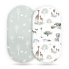 Picture of Stretch Ultra Soft Fitted Bassinet Sheet Set 2 Pack, Universal Fit for Bassinets Baby Cradle Moses Basket Oval Rectangle Mattress Safe and Snug, Pretty African Savannah Animals Pattern