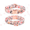 Picture of Elegant little tail Dog Collar, Pink Floral Pattern Pet Collar Summer Durable Cute Dog Collars Male or Female Pet Gift Adjustable Dog Collar for Large Dogs