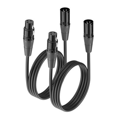 Picture of Molan XLR Cable 6FT 2 Packs - Premium Balanced Microphone Cable with 3-Pin XLR Male to Female Mic Speaker Cable, Black (1.8M)