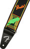 Picture of Fender Neon Monogrammed 2-Inch Guitar Strap - Green and Orange Bundle with Strap Blocks and Picks