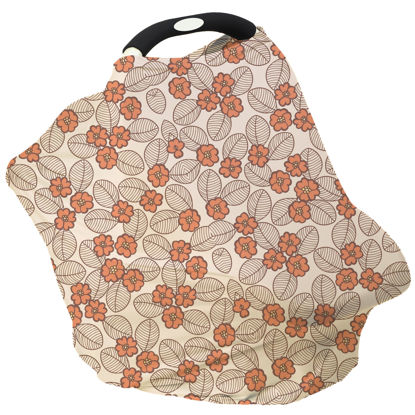 Picture of Breathable Car Seat Cover for Babies - Multi-Purpose Soft Rayon Nursing Cover for Breastfeeding, High Stretchy Infant Carseat Canopy, Stroller Cover (Smooth Rayon, Warm Floral)