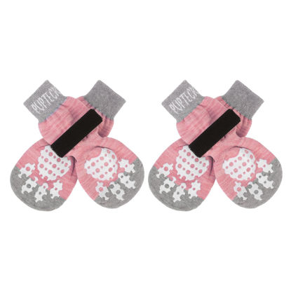 Picture of PUPTECK Anti-Slip Dog Socks with Double Sides Grips for Small Medium Large Dogs Hardwood Floors Prevents Licking, Dog Shoes for Hot Pavement Traction Control Paw Protector for Senior Dogs, Pink XL