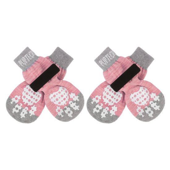 Picture of PUPTECK Anti-Slip Dog Socks with Double Sides Grips for Small Medium Large Dogs Hardwood Floors Prevents Licking, Dog Shoes for Hot Pavement Traction Control Paw Protector for Senior Dogs, Pink XS