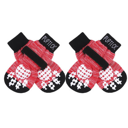 Picture of PUPTECK Anti-Slip Dog Socks with Double Sides Grips for Small Medium Large Dogs Hardwood Floors Prevents Licking, Dog Shoes for Hot Pavement Traction Control Paw Protector for Senior Dogs