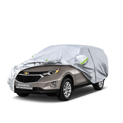 Picture of Koukou 6 Layers Car Cover Custom Fit Chevy Equinox Chevrolet from 2005 to 2024, Waterproof Car Cover All Weather for Automobiles Outdoor Indoor with Zipper Door, Sun Rain Dust Snow Protection.