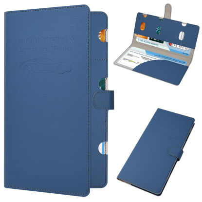 Picture of RSAquar Car Registration and Insurance Holder, Vehicle Glove Box Organizer Cool Car Accessories, Car Document Holder for Cards, Driver License & Essential Document, JD-Blue