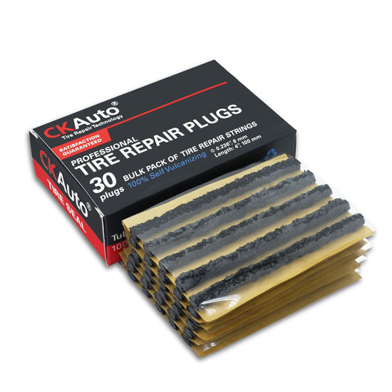 Picture of CKAuto 30pcs 4" Black Tire Repair Strings, Automotive Tool Tire Repair Plugs for Tubeless Off-Road Tires Car, Bike, ATV, UTV, Wheelbarrow, Mower