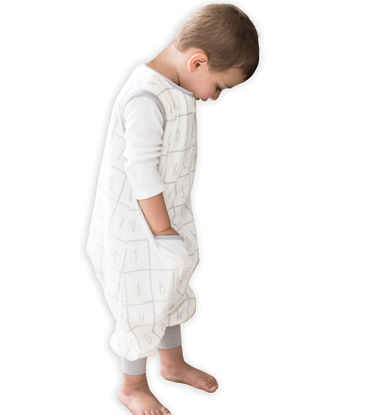 Picture of Tealbee Dreamsuit: Toddler Sleep Sack with Feet 12-18 months, 18-24 months - 1.2 TOG All Season Baby Wearable Blanket for Walkers - Rayon made from Bamboo, Organic Cotton Sleep Bag (12m-2T) - Alphabet