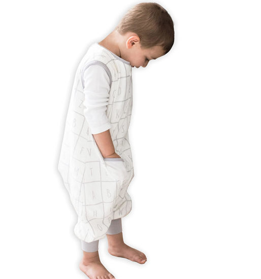 Picture of Tealbee Dreamsuit: Toddler Sleep Sack with Feet 12-18 months, 18-24 months - 1.2 TOG All Season Baby Wearable Blanket for Walkers - Rayon made from Bamboo, Organic Cotton Sleep Bag (12m-2T) - Alphabet