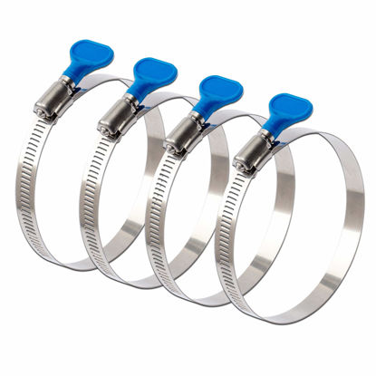 Picture of ISPINNER 4pcs 1.5 Inch Key-Type 304 Stainless Steel Worm Gear Hose Clamps, Adjustable Size Range 17-38mm Clamps for Dryer Vent, Dust Collector and Automotive
