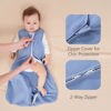 Picture of FIEMOL Baby Sleep Sack 6-12 Months, 100% Cotton Sleeping Sack for Newborn and Infant, 3 Pack Baby Wearable Blanket, 0.5 Tog Lightweight Double Zipper Sleep Bag Cyan