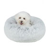 Picture of Best Pet Supplies Round Donut Dog Bed with Plush Faux Fur Fabric, Calming, Anti-Anxiety Cushion for Indoor Pets, Slip-Resistant Base, Soft Ergonomic Support - Light Warm Gray, 27x27x7.5''