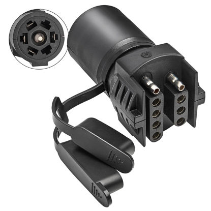 Picture of Oyviny 7 Pin Round to 4 Pin and 5 Pin Flat Blade Trailer Adapter, 7 to 5 Pin Trailer Plug Adapter 2-in-1 Design