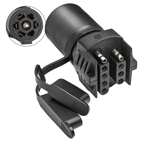Picture of Oyviny 7 Pin Round to 4 Pin and 5 Pin Flat Blade Trailer Adapter, 7 to 5 Pin Trailer Plug Adapter 2-in-1 Design