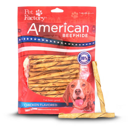 Picture of Pet Factory American Beefhide 5" Twist Sticks Dog Chew Treats - Chicken Flavor, 1 lb