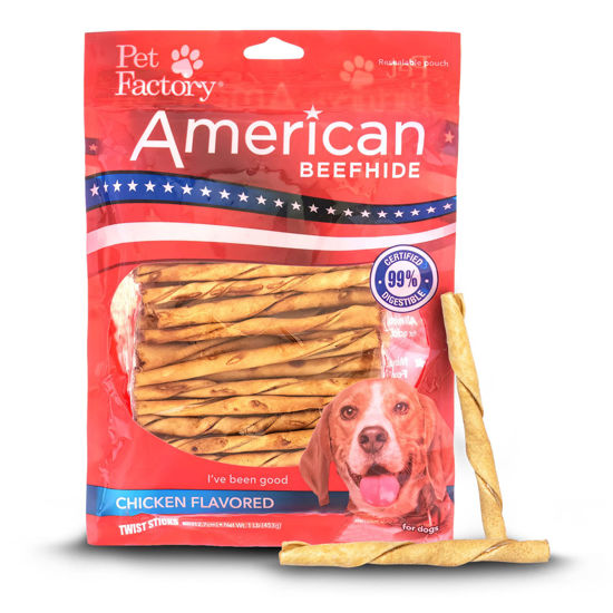 Picture of Pet Factory American Beefhide 5" Twist Sticks Dog Chew Treats - Chicken Flavor, 1 lb