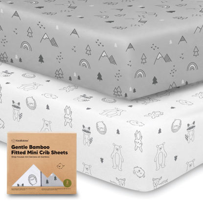 Picture of Pack and Play Sheets Fitted, 2-Pack Mini Crib Sheets - Pack N Play Sheets, Organic Fitted Crib Sheet for Pack and Play Mattress, Playard Baby Crib Sheets,Crib Sheets Neutral for Boys, Girls(Woodland)
