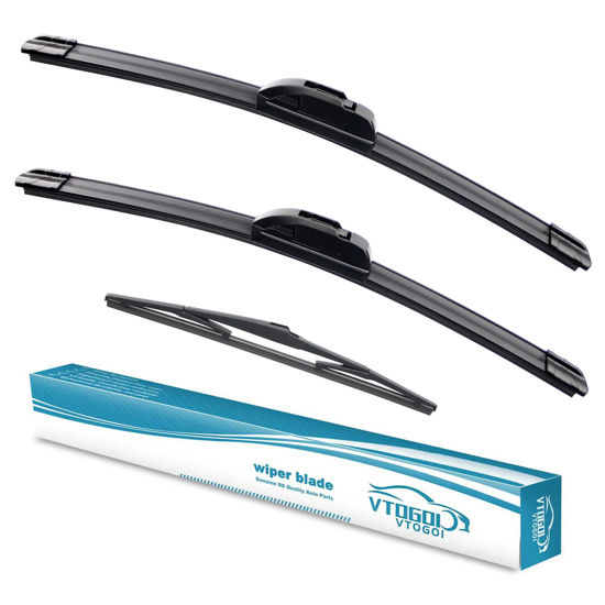 Picture of VTOGOI Wiper Blades With Rear Wiper Blades Set For Hyundai Santa Fe 2007-2012,Automotive Replacement Windshield Wiper Blades, That Meet OEM Quality Easy DIY Install 24"+18"+14" (Set of 3)