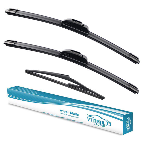 Picture of VTOGOI Wiper Blades With Rear Wiper Blades Set For Mini Cooper 2007-2012,Automotive Replacement Windshield Wiper Blades, That Meet OEM Quality Easy DIY Install 19"+18"+10"(Set of 3)