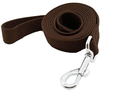 Picture of Nylon Dog Training Leash, Traction Rope, 4Ft /5 Foot /6 Feet Long, 5/8 inch 3/4 Inch 1 Inch Wide, for Small and Medium Dogs (5/8'' x 6 FT, Brown)