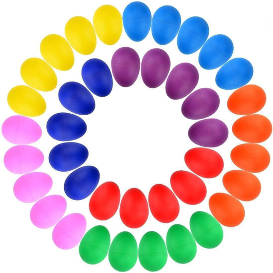 Picture of Augshy 40PCS Plastic Egg Shakers Percussion Musical Maracas Easter Eggs with a Storage Bag for Toys Music Learning DIY Painting(8