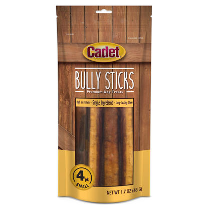 Picture of Cadet Bully Sticks for Small Dogs, All-Natural Beef Pizzle, Rawhide-Free Long-Lasting Dog Chews for Aggressive Chewers, 4 Count