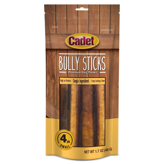 Picture of Cadet Bully Sticks for Small Dogs, All-Natural Beef Pizzle, Rawhide-Free Long-Lasting Dog Chews for Aggressive Chewers, 4 Count