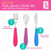 Picture of Elk and Friends Kids Silverware with Silicone Handle | Childrens Safe Flatware | Kids Utensils | Spoon + Fork + Knife set | 4 years+ | 6 Pieces
