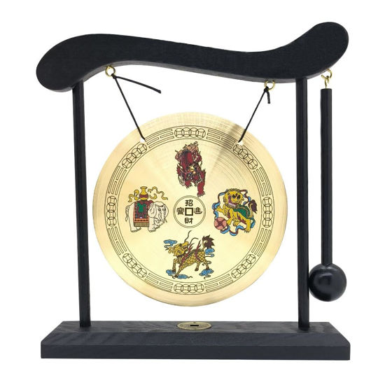 Picture of Hooshing Brass Gong Feng Shui Desktop Zen Art Home Decor Housewarming Congratulatory Lucky Blessing Gift