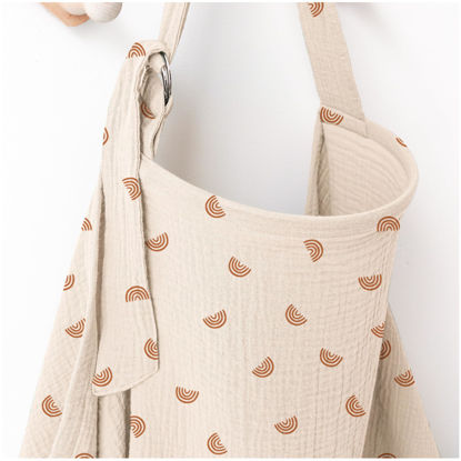 Picture of MairMore Muslin Nursing Covers for Breastfeeding, Privacy Breast Feeding Cover with Arch Neckline for Mom and Baby, Breathable 100% Cotton Nursing Apron Multi-use Stroller Cover
